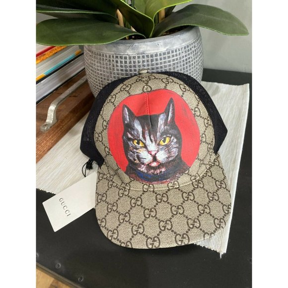 NEW Gucci GG Supreme Angry Cat Baseball Cap Hat - Picture 3 of 12
